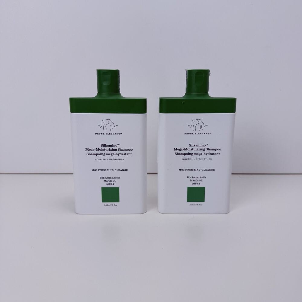 Drunk Elephant Silkamino™ Mega-Moisturizing Shampoo 8oz NEW Sealed Bottle x2